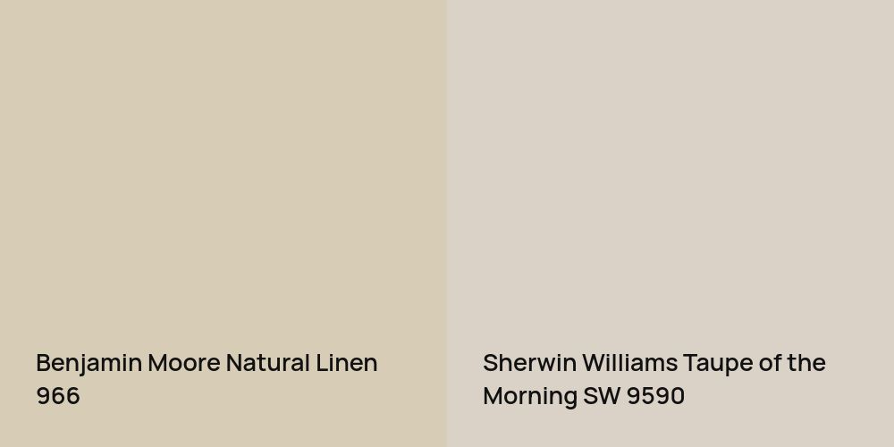 Benjamin Moore Natural Linen vs. Sherwin Williams Taupe of the Morning