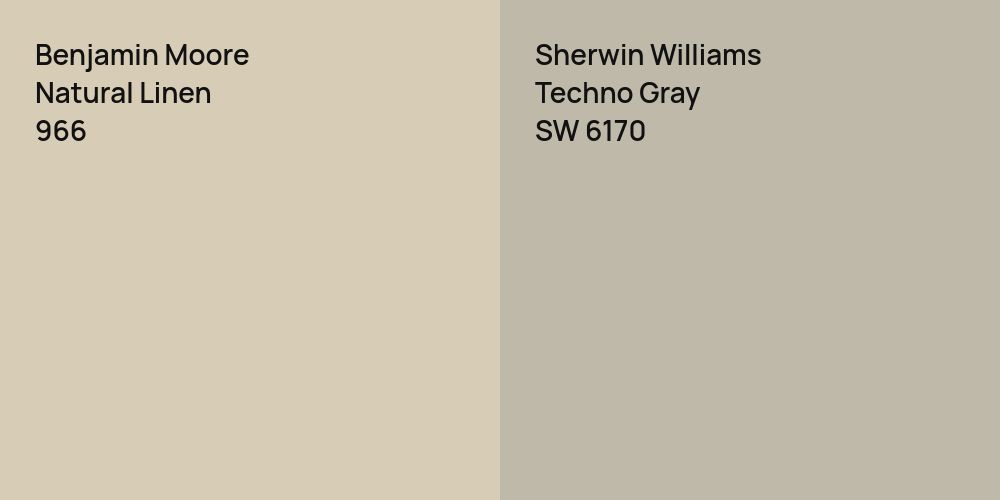 Benjamin Moore Natural Linen vs. Sherwin Williams Techno Gray