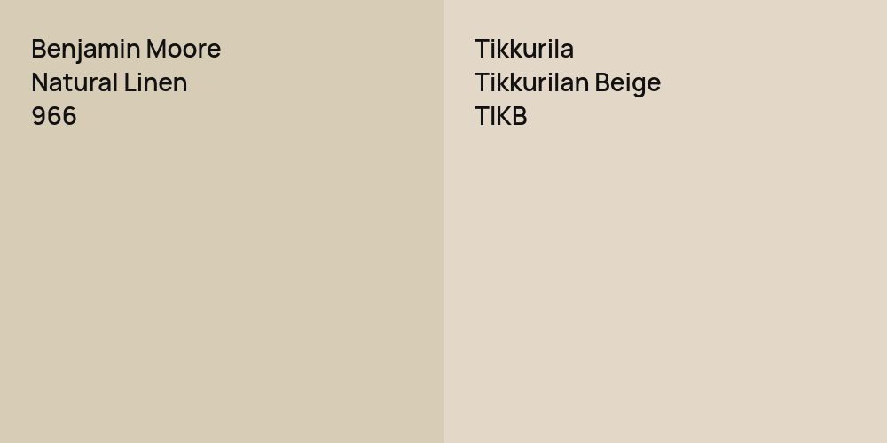 Benjamin Moore Natural Linen vs. Tikkurila Tikkurilan Beige