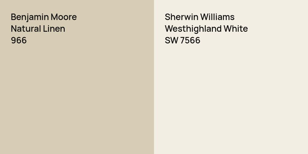 Benjamin Moore Natural Linen vs. Sherwin Williams Westhighland White