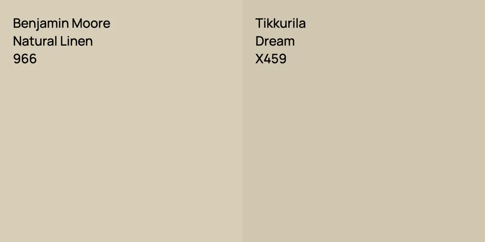 Benjamin Moore Natural Linen vs. Tikkurila Dream