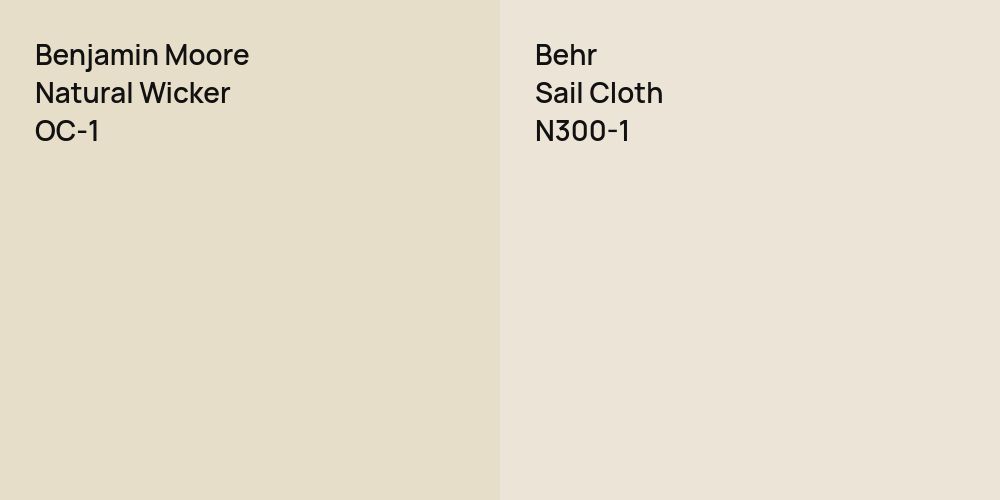 Benjamin Moore Natural Wicker vs. Behr Sail Cloth