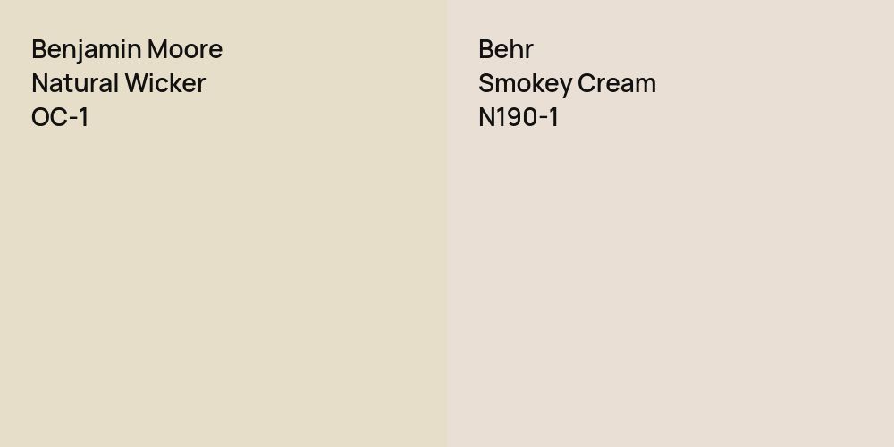 Benjamin Moore Natural Wicker vs. Behr Smokey Cream