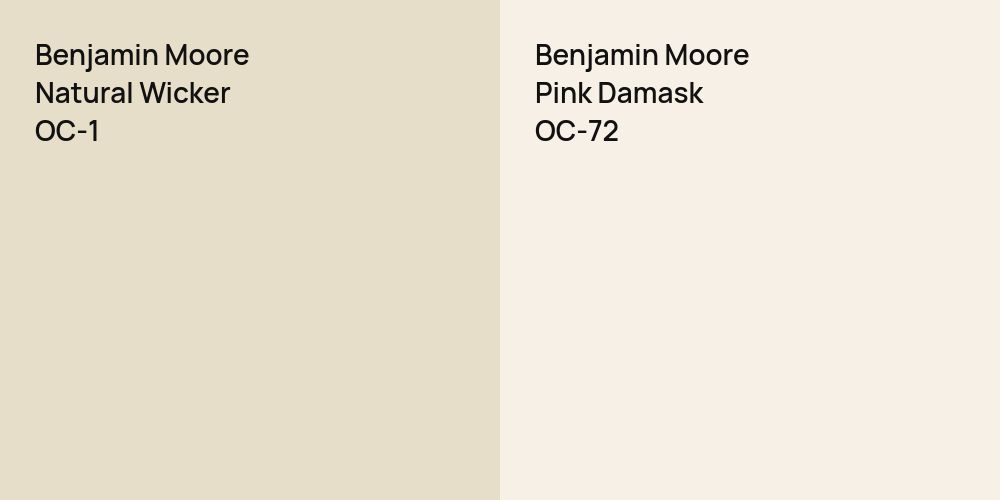 Benjamin Moore Natural Wicker vs. Benjamin Moore Pink Damask