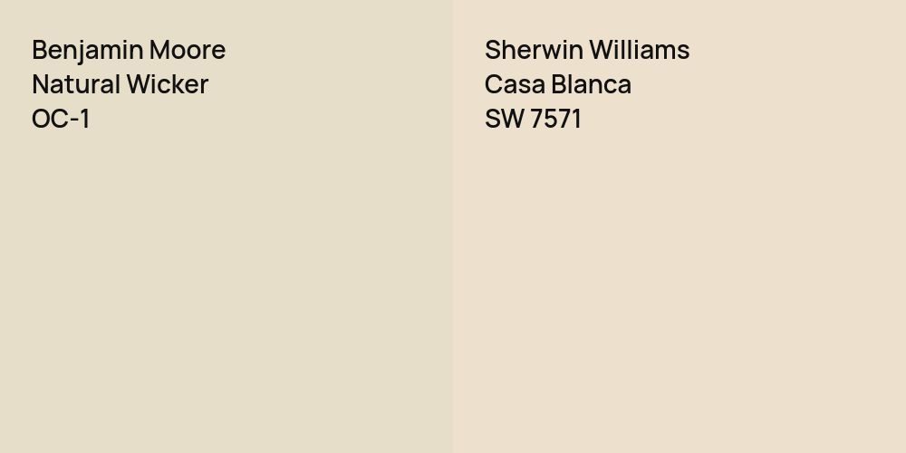 Benjamin Moore Natural Wicker vs. Sherwin Williams Casa Blanca