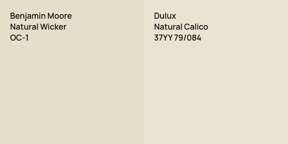 Benjamin Moore Natural Wicker vs. Dulux Natural Calico