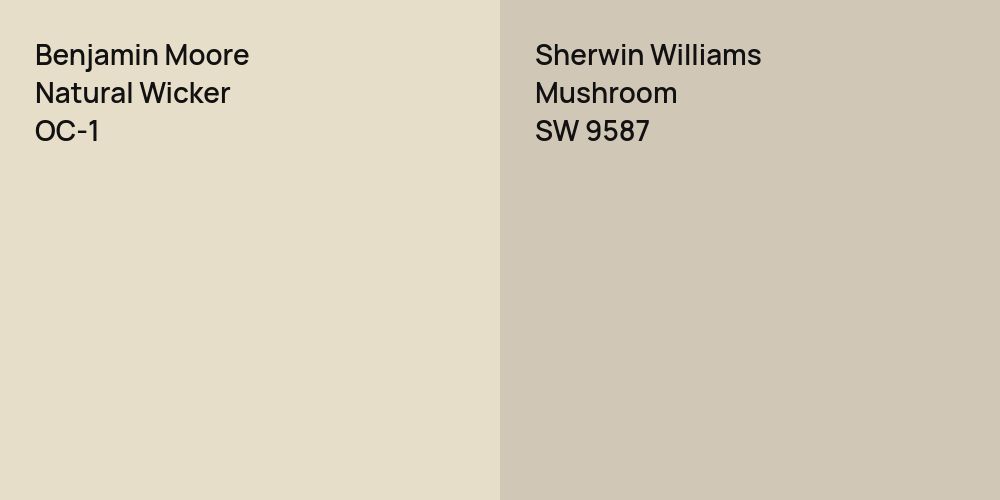 Benjamin Moore Natural Wicker vs. Sherwin Williams Mushroom