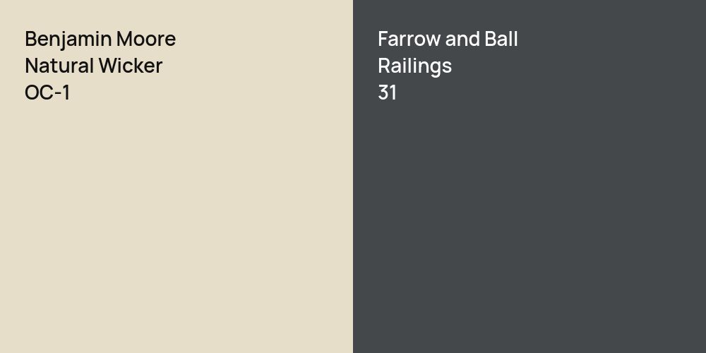 Benjamin Moore Natural Wicker vs. Farrow and Ball Railings