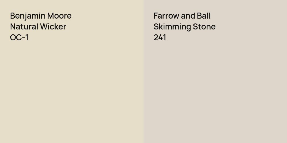 Benjamin Moore Natural Wicker vs. Farrow and Ball Skimming Stone