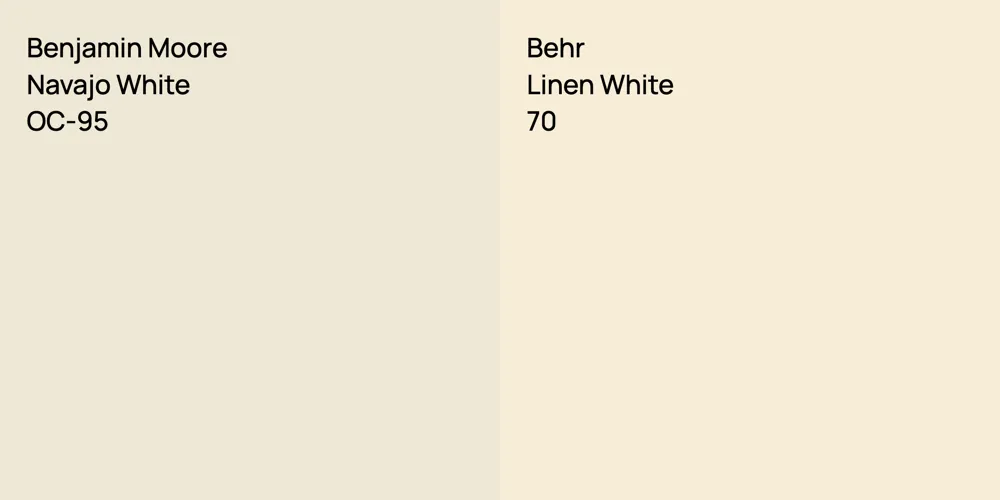 Benjamin Moore Navajo White vs. Behr Linen White