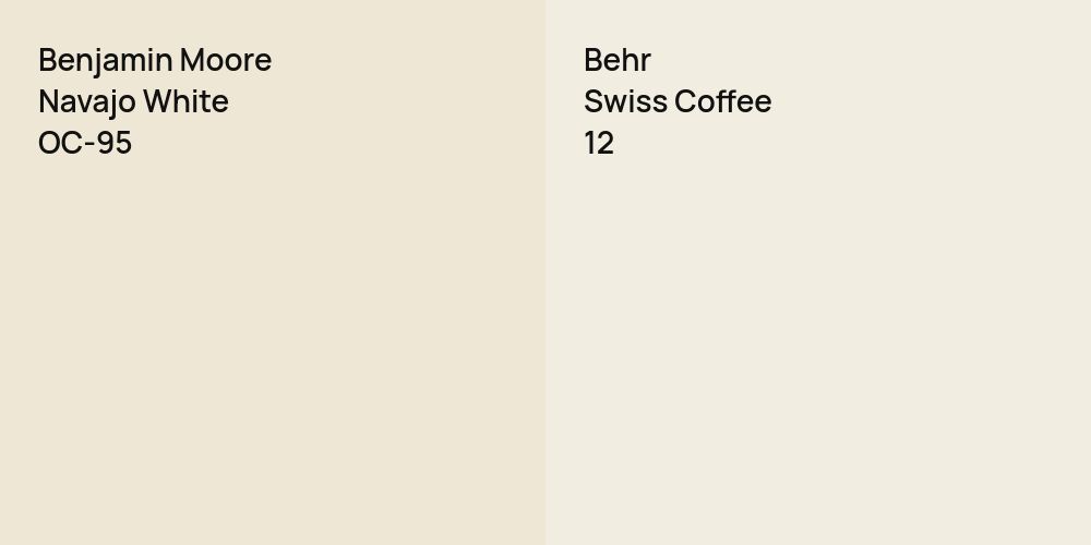 Benjamin Moore Navajo White vs. Behr Swiss Coffee