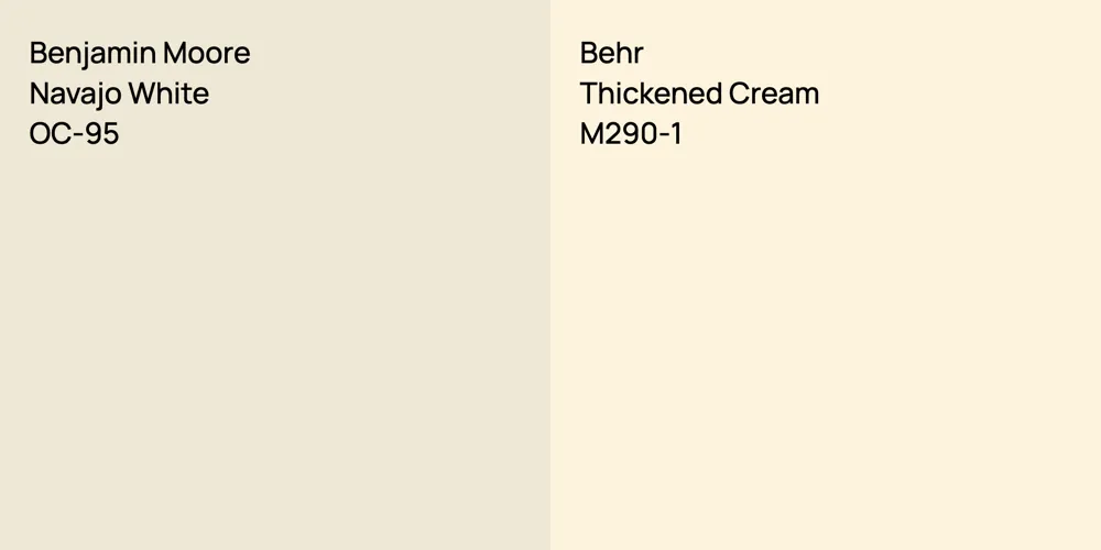 Benjamin Moore Navajo White vs. Behr Thickened Cream