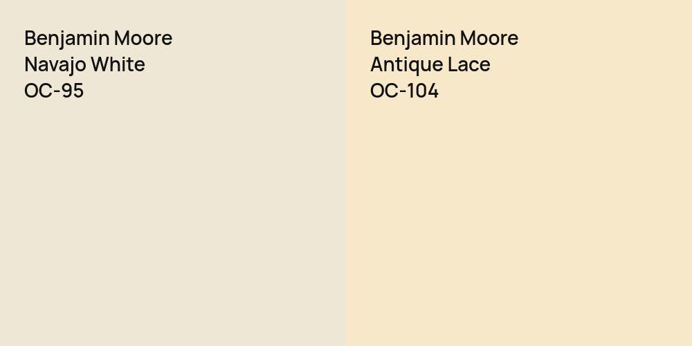 Benjamin Moore Navajo White vs. Benjamin Moore Antique Lace