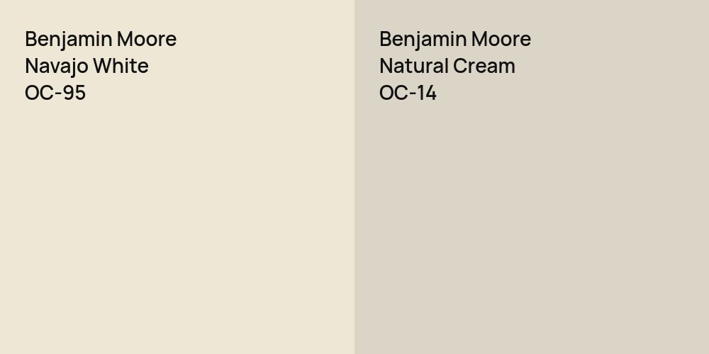 Benjamin Moore Navajo White vs. Benjamin Moore Natural Cream