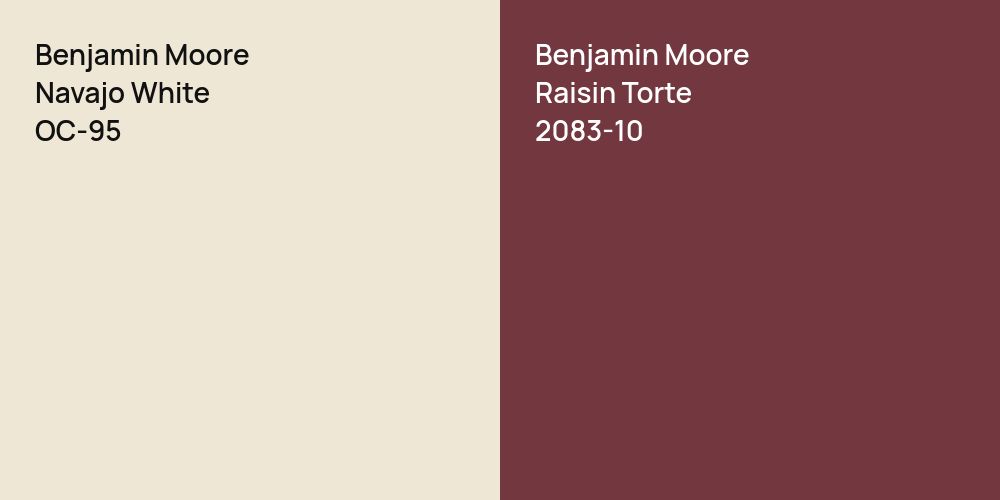 Benjamin Moore Navajo White vs. Benjamin Moore Raisin Torte