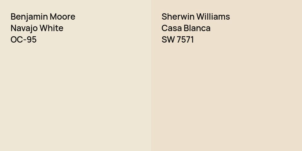 Benjamin Moore Navajo White vs. Sherwin Williams Casa Blanca