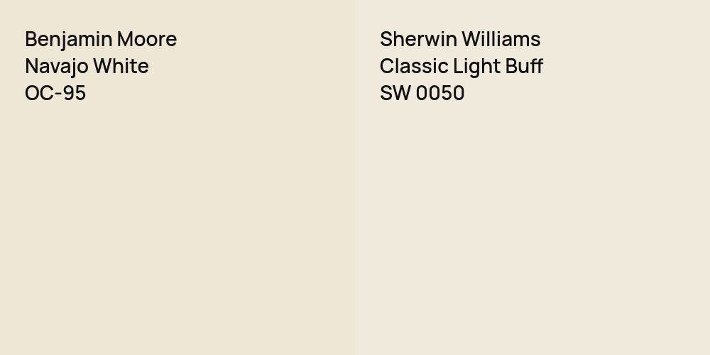 Benjamin Moore Navajo White vs. Sherwin Williams Classic Light Buff