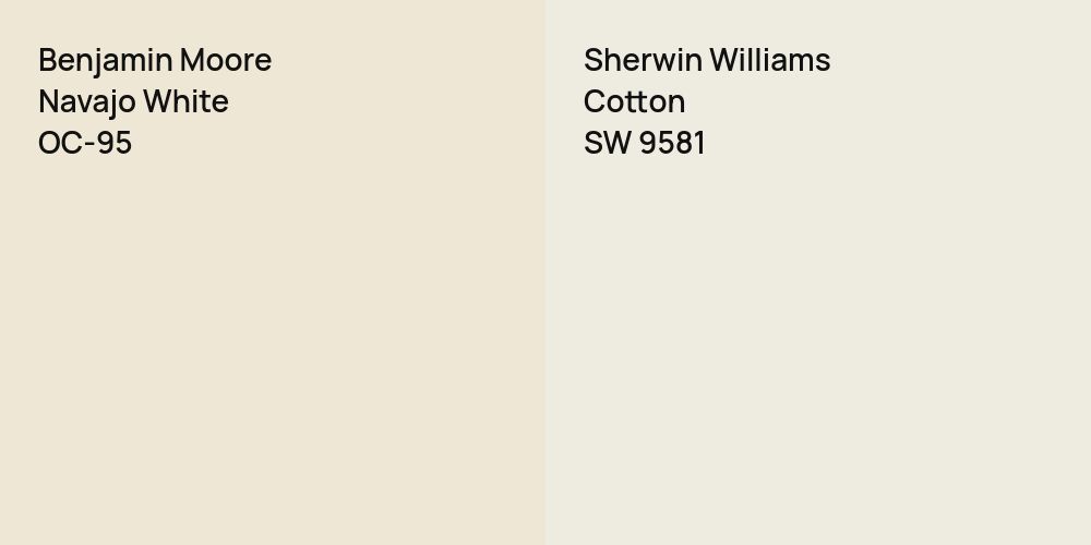 Benjamin Moore Navajo White vs. Sherwin Williams Cotton