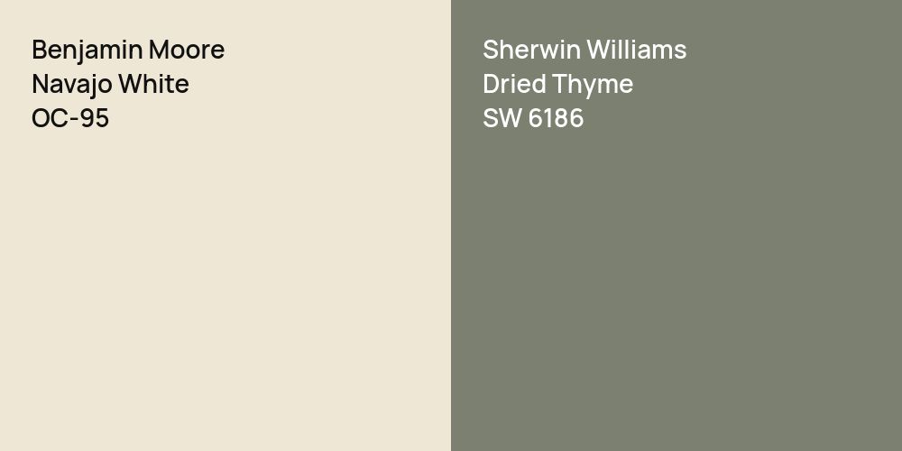 Benjamin Moore Navajo White vs. Sherwin Williams Dried Thyme