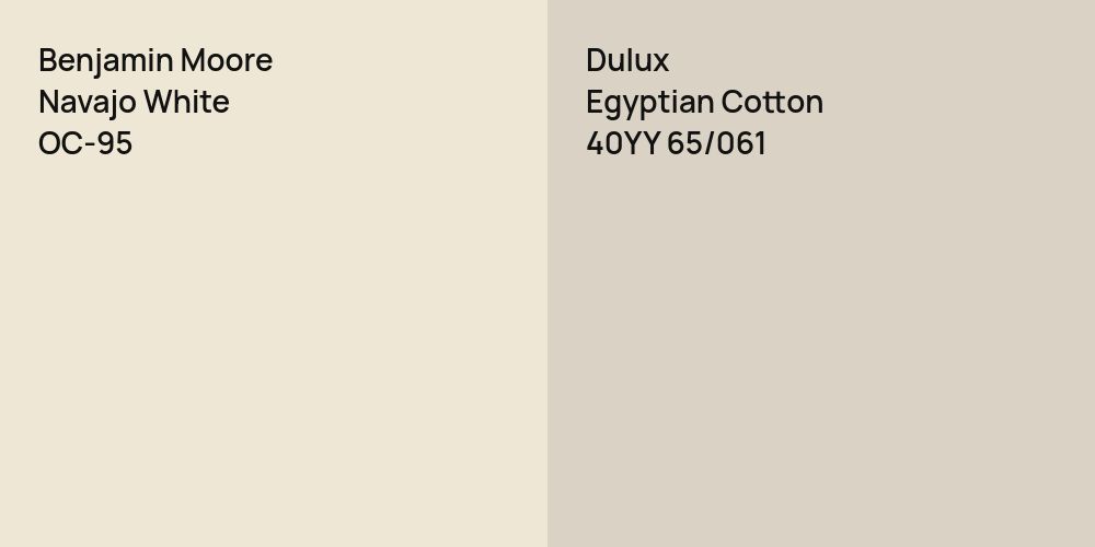 Benjamin Moore Navajo White vs. Dulux Egyptian Cotton