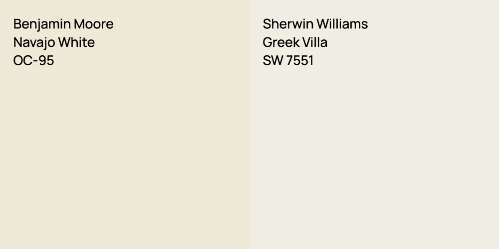 Benjamin Moore Navajo White vs. Sherwin Williams Greek Villa