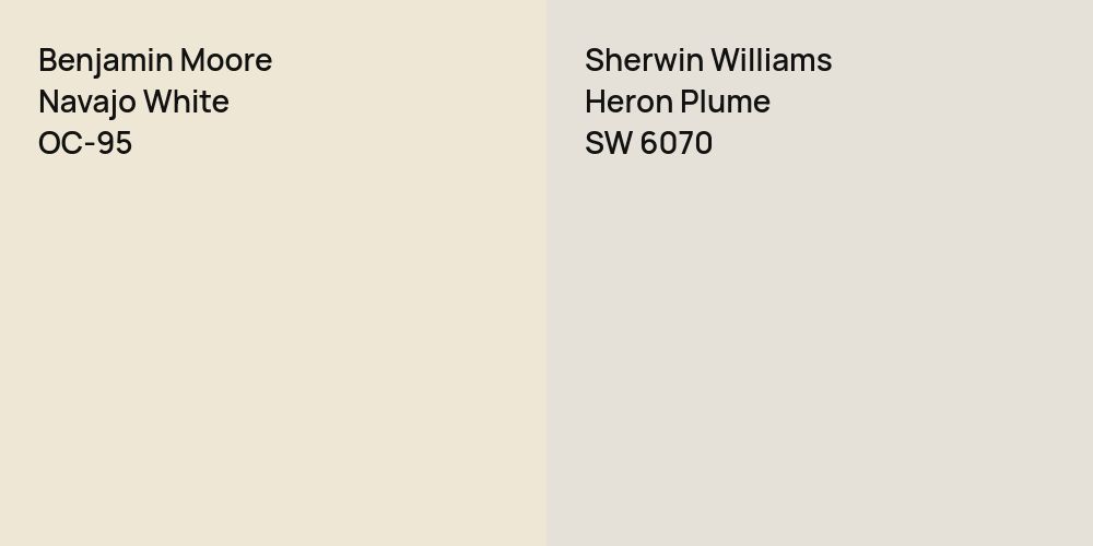 Benjamin Moore Navajo White vs. Sherwin Williams Heron Plume