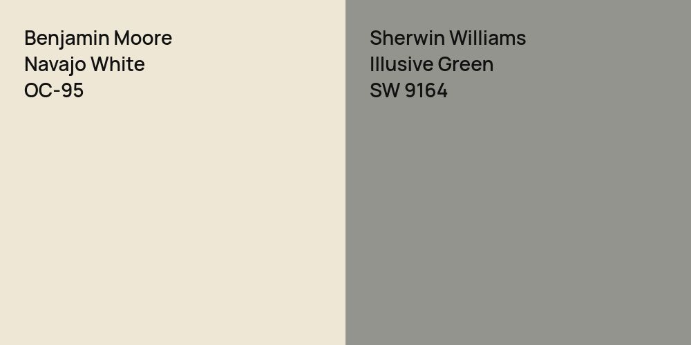 Benjamin Moore Navajo White vs. Sherwin Williams Illusive Green