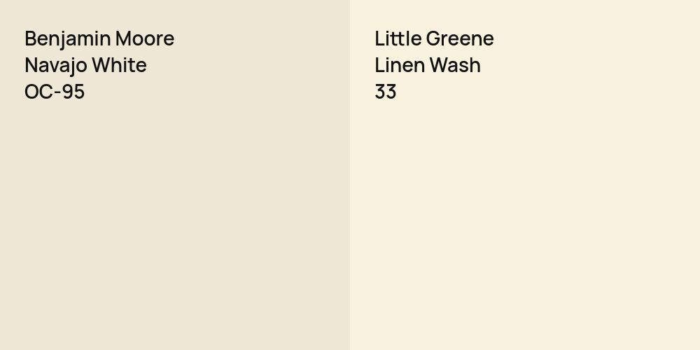 Benjamin Moore Navajo White vs. Little Greene Linen Wash