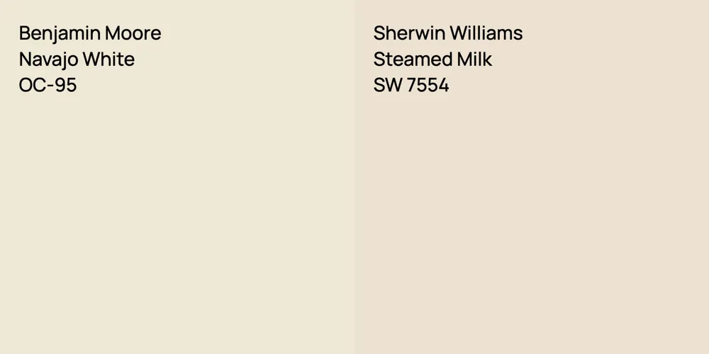 Benjamin Moore Navajo White vs. Sherwin Williams Steamed Milk