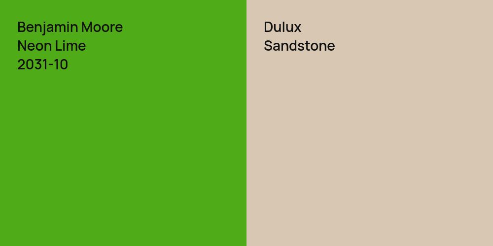 Benjamin Moore Neon Lime vs. Dulux Sandstone