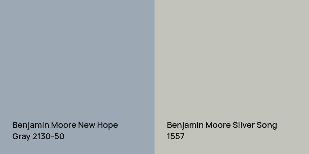 Benjamin Moore New Hope Gray vs. Benjamin Moore Silver Song