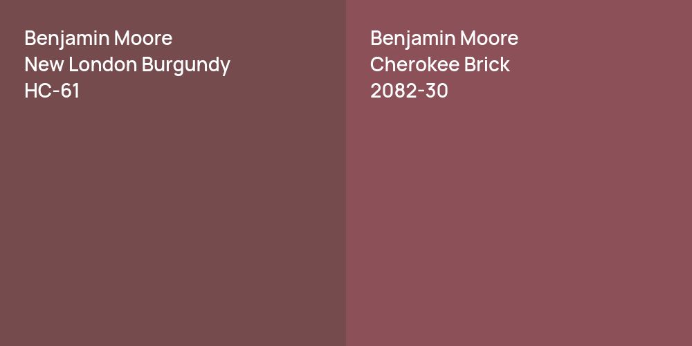 Benjamin Moore New London Burgundy vs. Benjamin Moore Cherokee Brick