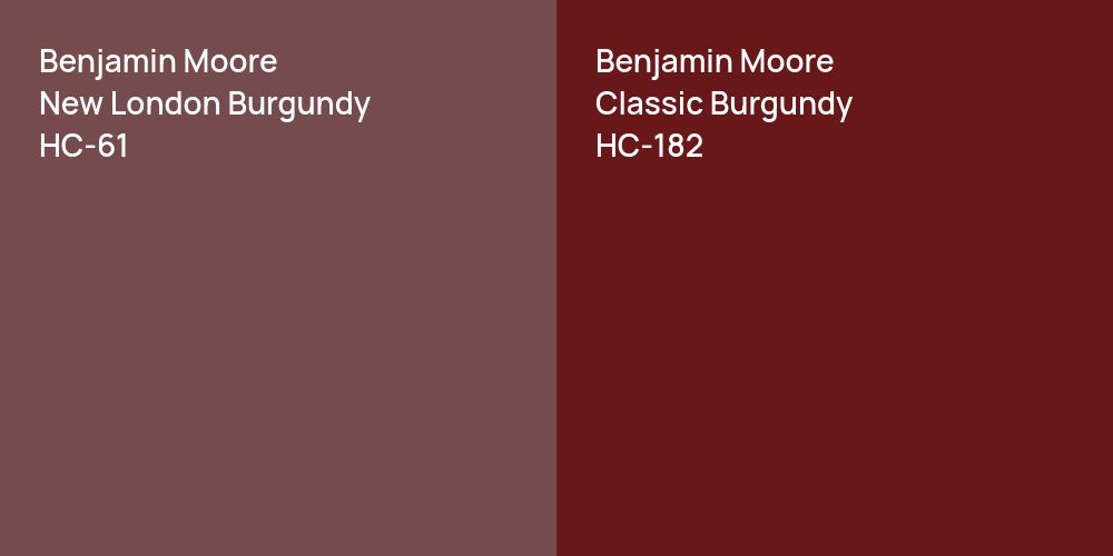 Benjamin Moore New London Burgundy vs. Benjamin Moore Classic Burgundy