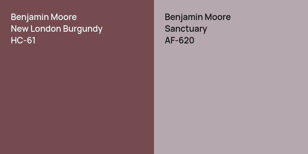 Benjamin Moore New London Burgundy vs. Benjamin Moore Sanctuary