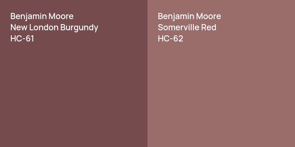 Benjamin Moore New London Burgundy vs. Benjamin Moore Somerville Red