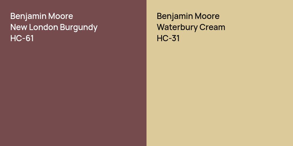 Benjamin Moore New London Burgundy vs. Benjamin Moore Waterbury Cream