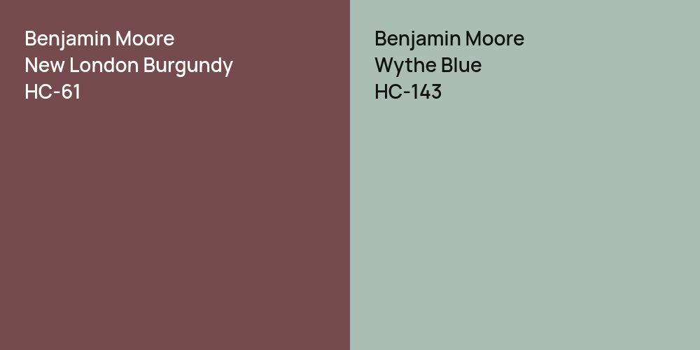 Benjamin Moore New London Burgundy vs. Benjamin Moore Wythe Blue