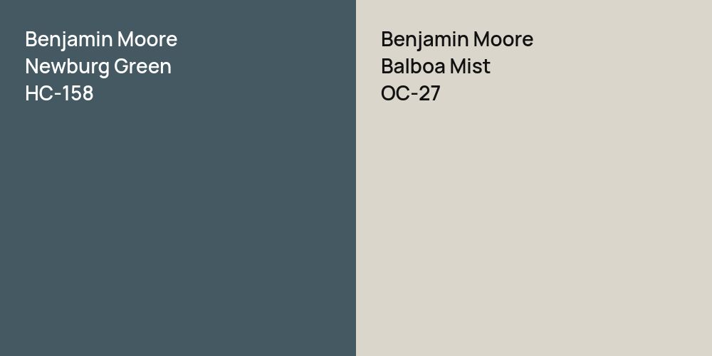 Benjamin Moore Newburg Green vs. Benjamin Moore Balboa Mist