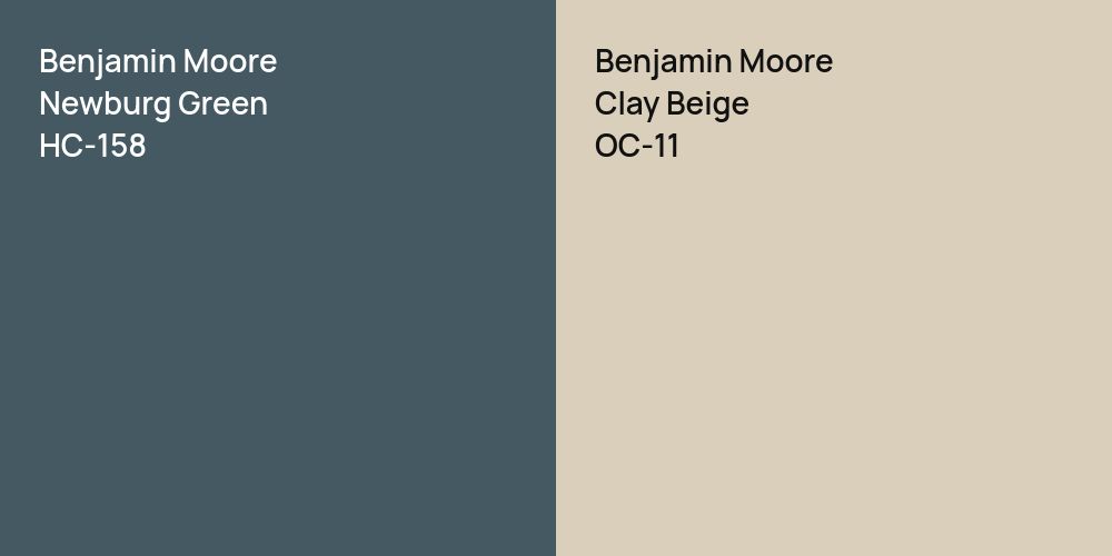 Benjamin Moore Newburg Green vs. Benjamin Moore Clay Beige