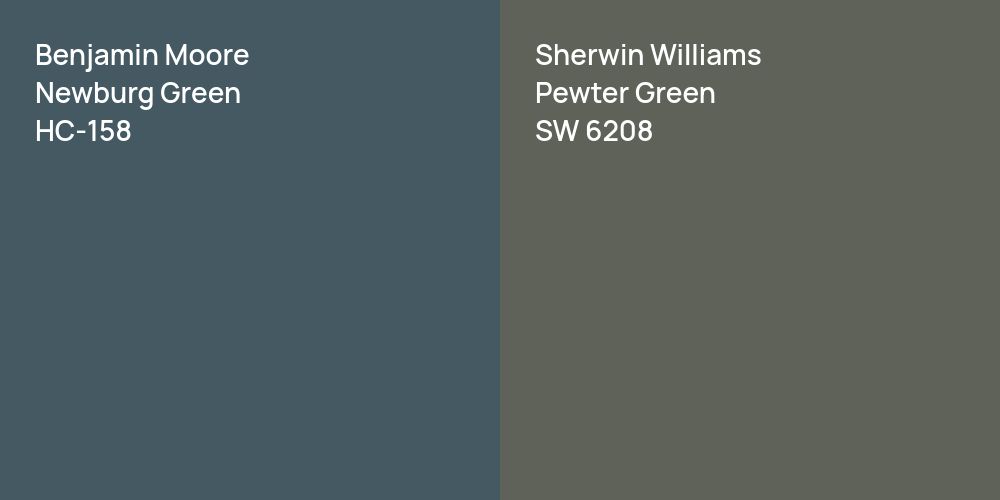 Benjamin Moore Newburg Green vs. Sherwin Williams Pewter Green