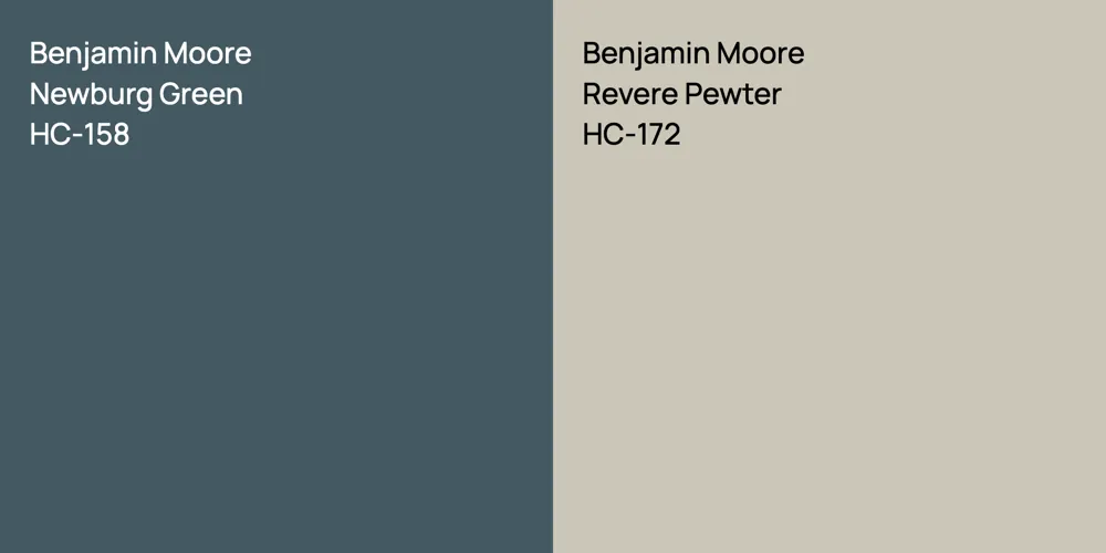 Benjamin Moore Newburg Green vs. Benjamin Moore Revere Pewter