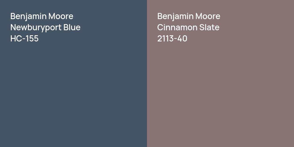 Benjamin Moore Newburyport Blue vs. Benjamin Moore Cinnamon Slate