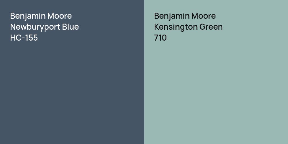 Benjamin Moore Newburyport Blue vs. Benjamin Moore Kensington Green