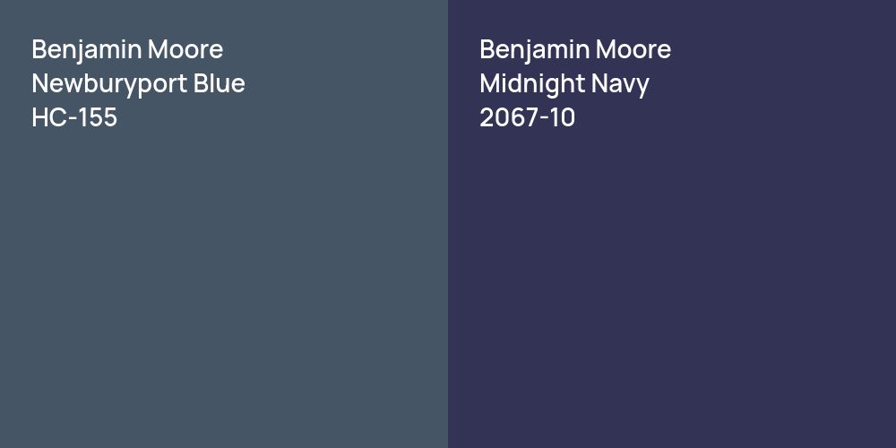 Benjamin Moore Newburyport Blue vs. Benjamin Moore Midnight Navy