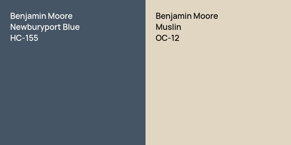 Benjamin Moore Newburyport Blue vs. Benjamin Moore Muslin