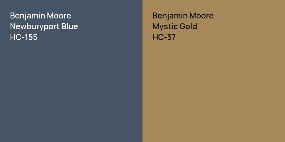 Benjamin Moore Newburyport Blue vs. Benjamin Moore Mystic Gold