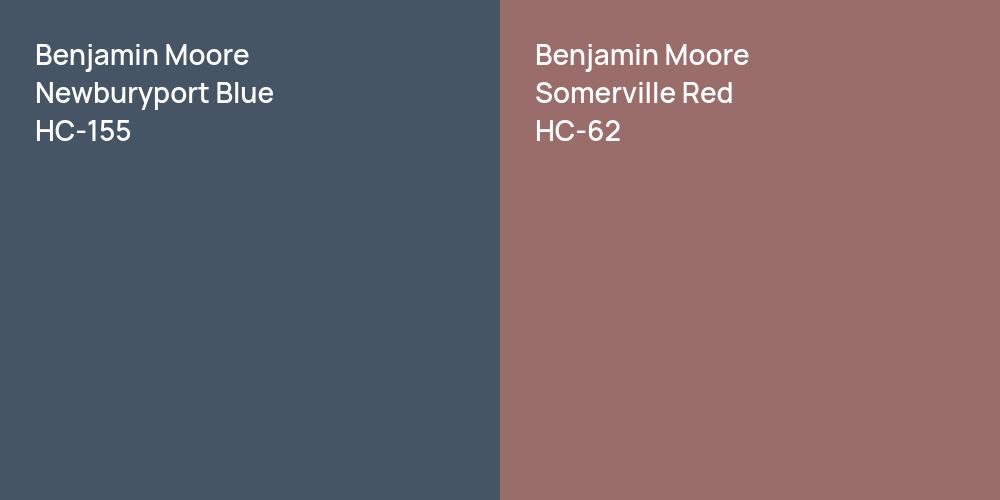 Benjamin Moore Newburyport Blue vs. Benjamin Moore Somerville Red