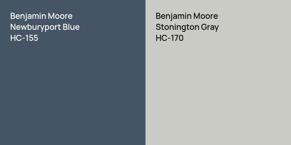 Benjamin Moore Newburyport Blue vs. Benjamin Moore Stonington Gray