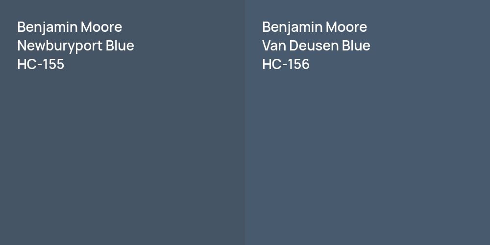 Benjamin Moore Newburyport Blue vs. Benjamin Moore Van Deusen Blue