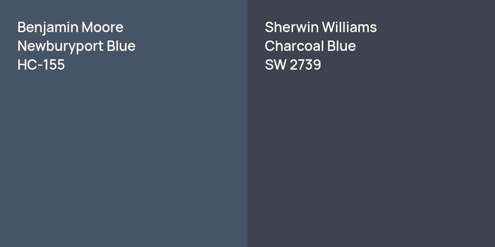 Benjamin Moore Newburyport Blue vs. Sherwin Williams Charcoal Blue